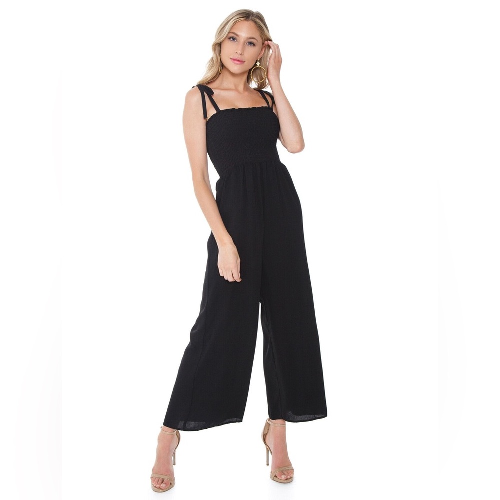 NWOT ShowMeYourMumu parton Playsuit Wide Leg Black Jumpsuit - XS